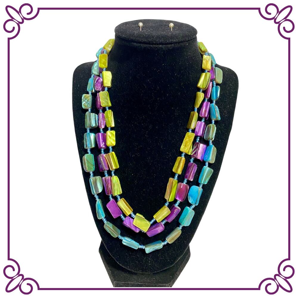 Faux Multicolor Mother of Pearl Necklace